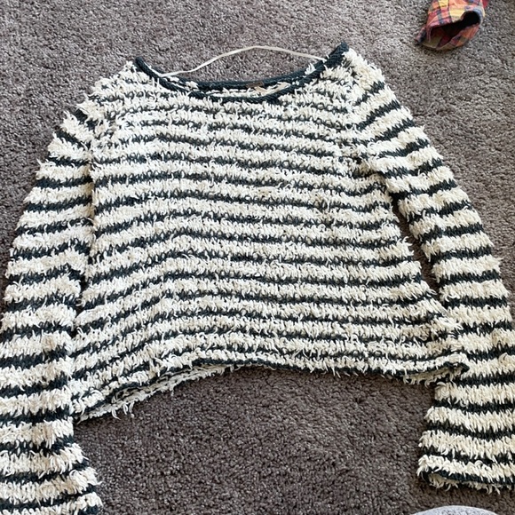 Free people teal and cream striped sweater - Picture 1 of 2